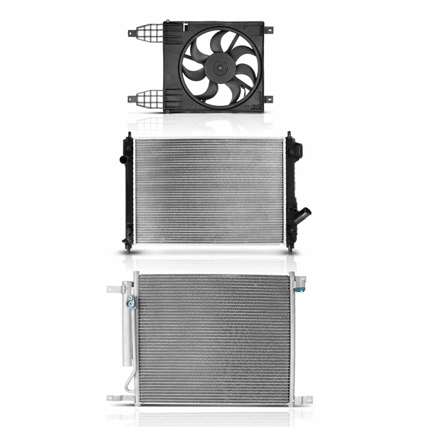 3 Pcs Radiator & AC Condenser & Cooling Fan Kit for Chevrolet Aveo Aveo5 09-11 Pontiac