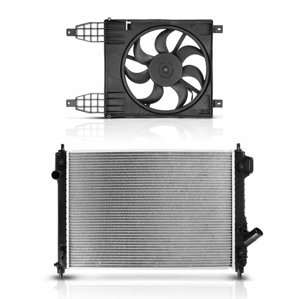 2 Pcs Radiator & Cooling Fan Assembly Kit for 2009 Pontiac G3 1.6L l4