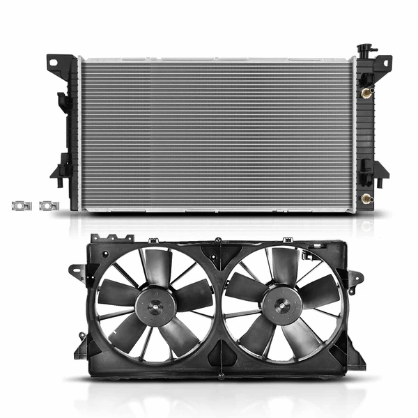 2 Pcs Radiator & Cooling Fan Assembly Kit for 2010-2013 Ford Expedition
