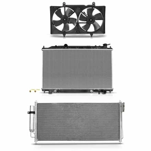 3 Pcs Radiator & AC Condenser & Cooling Fan Kit for 2007-2008 Nissan Maxima