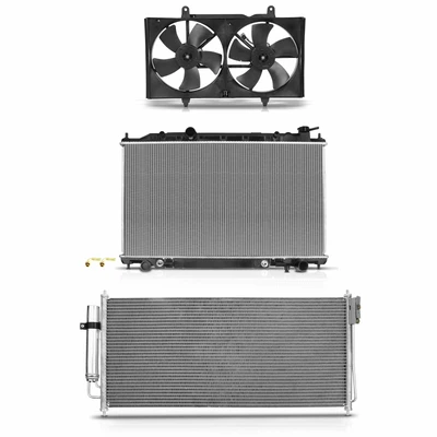 3 Pcs Radiator & AC Condenser & Cooling Fan Kit