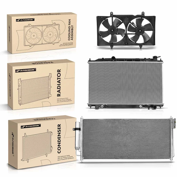 3 Pcs Radiator & AC Condenser & Cooling Fan Kit for Nissan Maxima 2007-2008 V6 3.5L