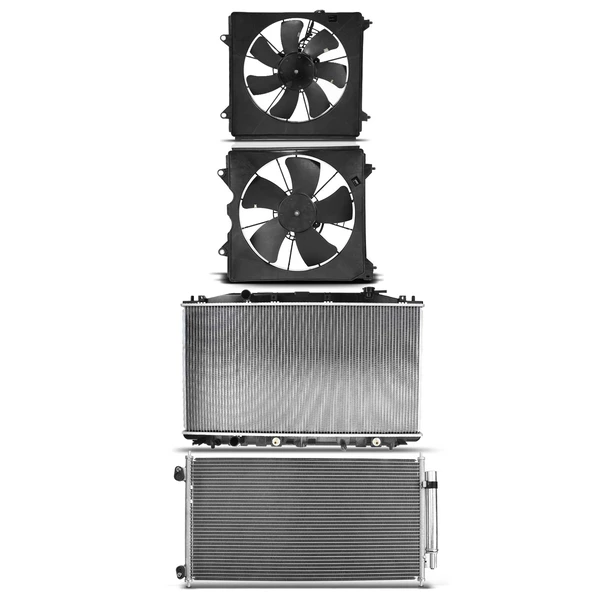 4 Pcs Radiator & AC Condenser & Cooling Fan Kit for Honda Accord 2008-2012 L4 2.4L