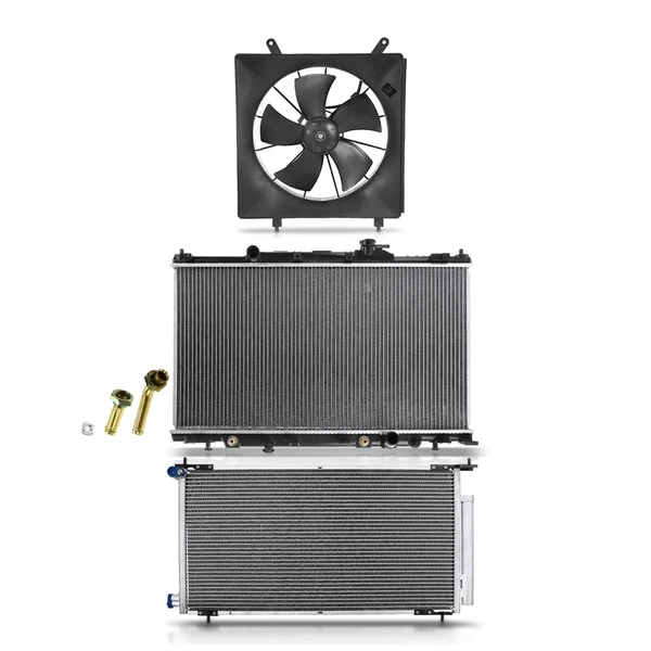 3 Pcs Radiator & AC Condenser & Cooling Fan Kit for 2007-2011 Honda Element