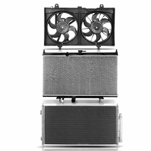3 Pcs Radiator & AC Condenser & Cooling Fan Kit for 2007-2012 Nissan Sentra