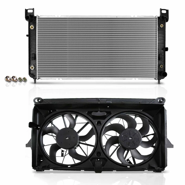 2 Pcs Radiator & Cooling Fan Assembly Kit for Chevrolet Tahoe Avalanche GMC