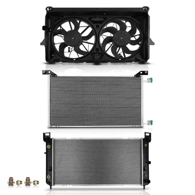 3 Pcs Radiator & AC Condenser & Cooling Fan Kit