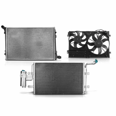 3 Pcs Radiator & AC Condenser & Cooling Fan Kit