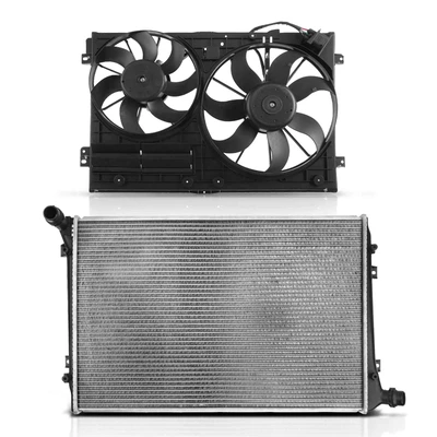 2 Pcs Radiator & Cooling Fan Assembly Kit