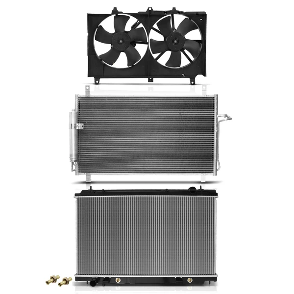 3 Pcs Radiator & AC Condenser & Cooling Fan Kit for Nissan 350Z 2007 V6 3.5L VQ35DE