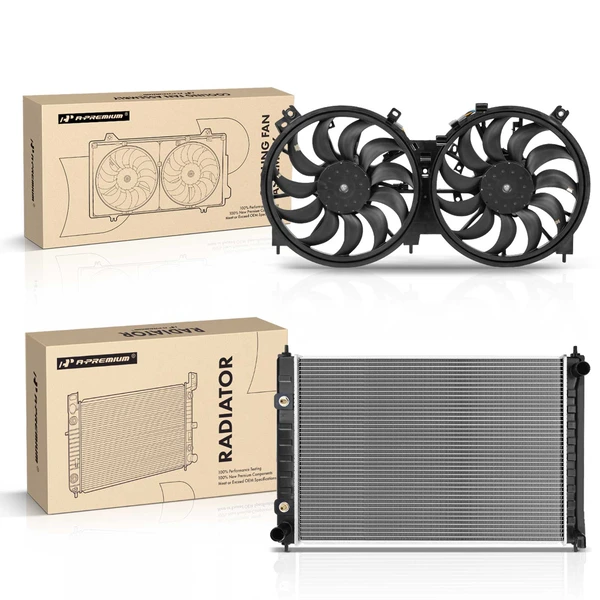 2 Pcs Radiator & Cooling Fan Assembly Kit for Nissan Murano 2009-2014 Quest V6 3.5L
