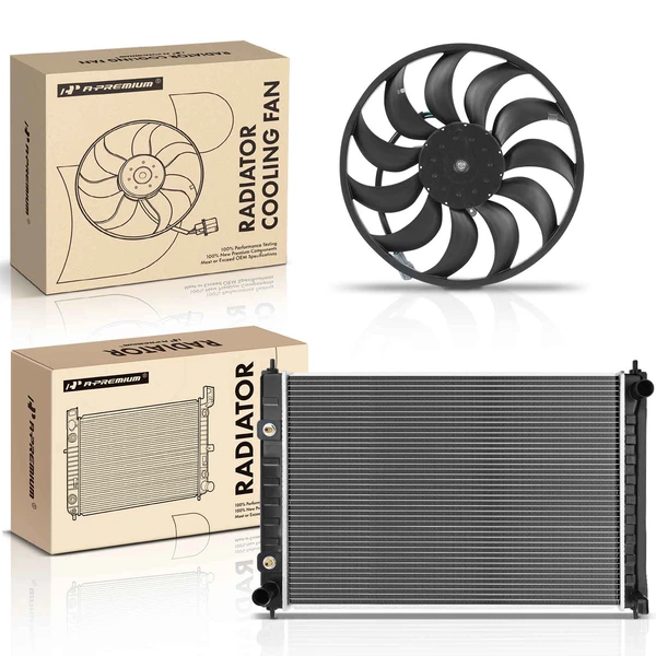 2 Pcs Radiator & Cooling Fan Assembly Kit for Nissan Murano 2009-2014 Quest 2011-2017 3.5L