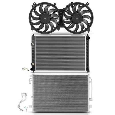 3 Pcs Radiator & AC Condenser & Cooling Fan Kit