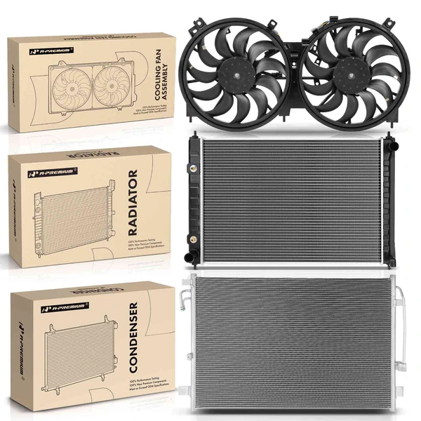 3 Pcs Radiator & AC Condenser & Cooling Fan Kit for Nissan Murano 09-14 Quest V6 3.5L