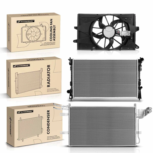 3 Pcs Radiator & AC Condenser & Cooling Fan Kit for Ford Taurus 2010-2012 Lincoln MKS