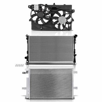 3 Pcs Radiator & AC Condenser & Cooling Fan Kit