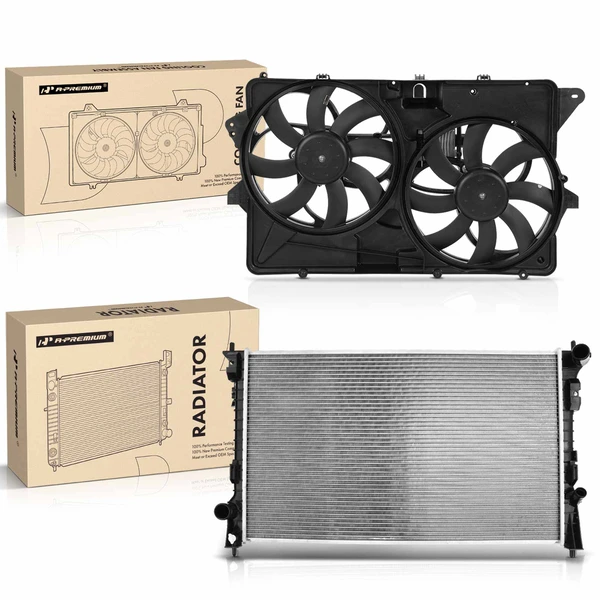 2 Pcs Radiator & Cooling Fan Assembly Kit for Ford Flex 2009 V6 3.5L