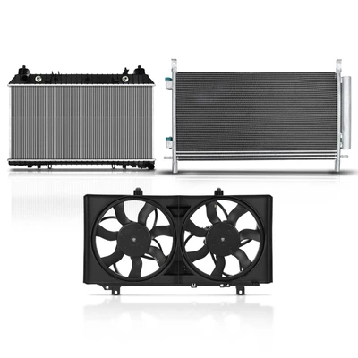 3 Pcs Radiator & AC Condenser & Cooling Fan Kit