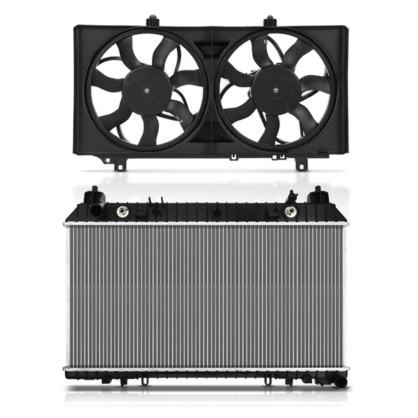 2 Pcs Radiator & Cooling Fan Assembly Kit for Chevrolet Camaro 2010-2011 Automatic