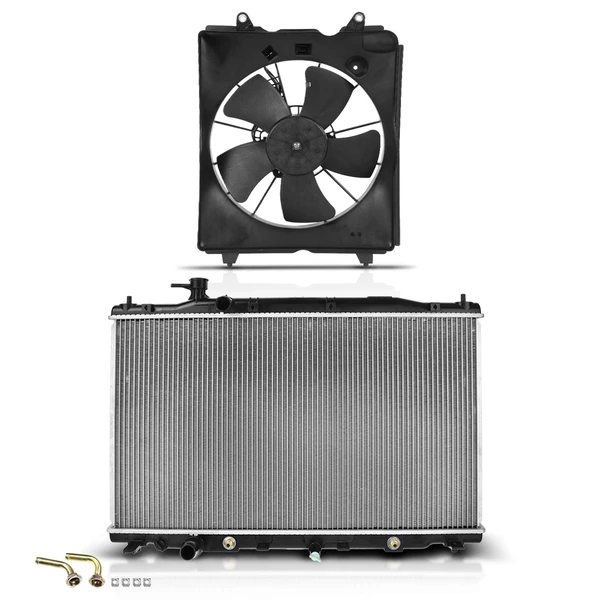 2 Pcs Radiator & Cooling Fan Assembly Kit for Honda CR-V 2010-2011 2.4L USA or Mexico Built