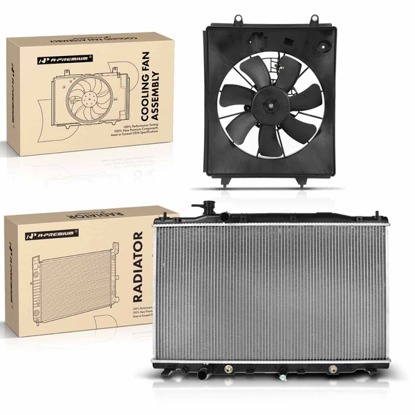 2 Pcs Radiator & Cooling Fan Assembly Kit for Honda CR-V 2010-2011 2.4L