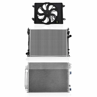 3 Pcs Radiator & AC Condenser & Cooling Fan Kit