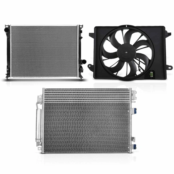 3 Pcs Radiator & AC Condenser & Cooling Fan Kit for 2009-2010 Dodge Charger
