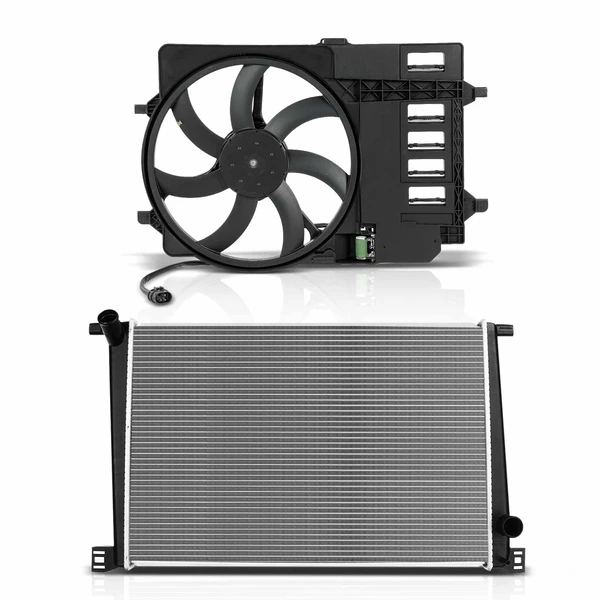 2 Pcs Radiator & Cooling Fan Assembly Kit for 2007-2008 Mini Cooper