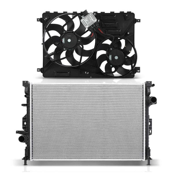 2 Pcs Radiator & Cooling Fan Assembly Kit for Land Rover Discovery Sport 2015-2017 LR2