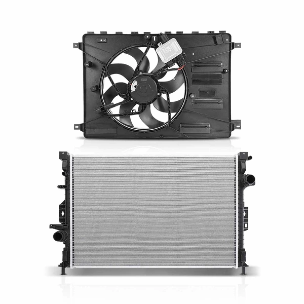 2 Pcs Radiator & Cooling Fan Assembly Kit for Land Rover LR2 2008-2014 3.2L 2.0L