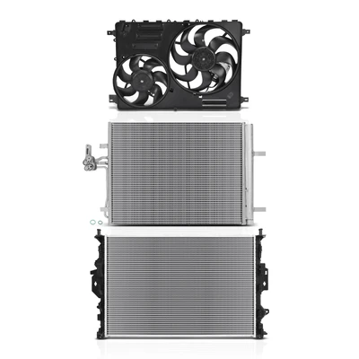 3 Pcs Radiator & AC Condenser & Cooling Fan Kit
