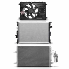 3 Pcs Radiator & AC Condenser & Cooling Fan Kit for Volvo S60 Cross Country XC60 XC70