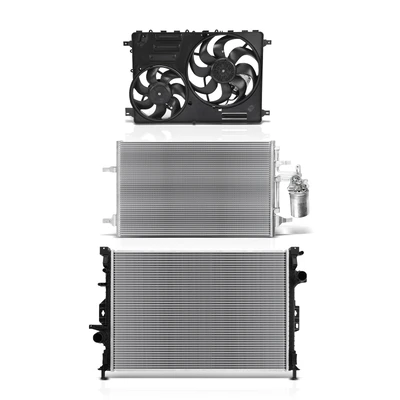3 Pcs Radiator & AC Condenser & Cooling Fan Kit