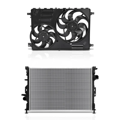 2 Pcs Radiator & Cooling Fan Assembly Kit