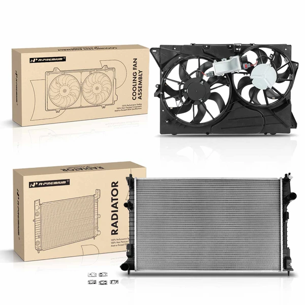2 Pcs Radiator & Cooling Fan Assembly Kit for Ford Explorer 2011 Flex Lincoln