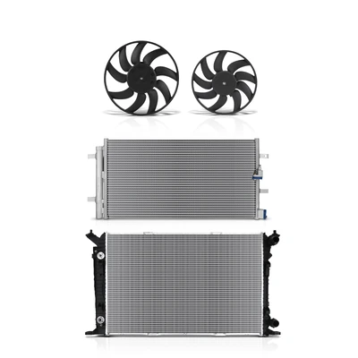 4 Pcs Radiator & AC Condenser & Cooling Fan Kit