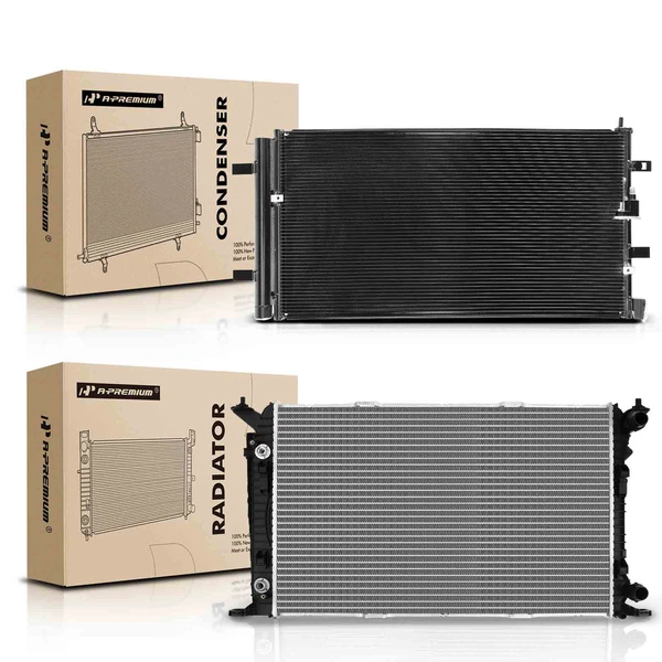 Radiator & AC Condenser Cooling Kit for Audi Q5 2013-2016 2.0L