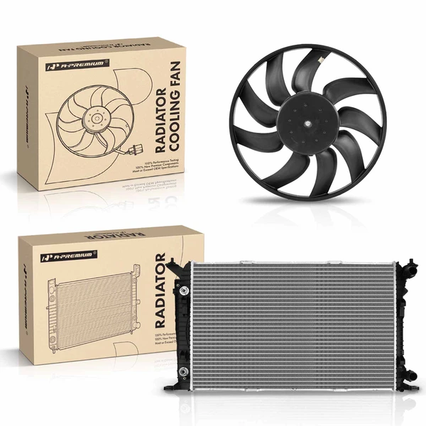 2 Pcs Radiator & Cooling Fan Assembly Kit for Audi A4 A5 allroad A5 Quattro Q5