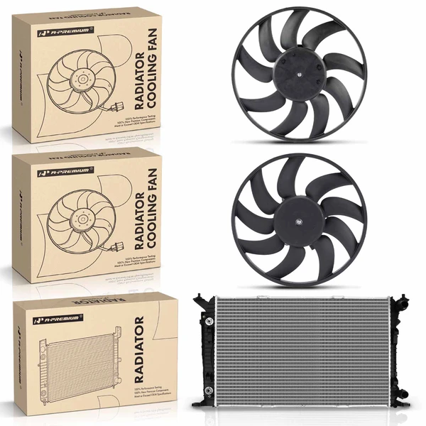 3 Pcs Radiator & Cooling Fan Assembly Kit for 2011-2017 Audi Q5