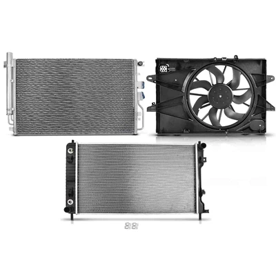 3 Pcs Radiator & AC Condenser & Cooling Fan Kit