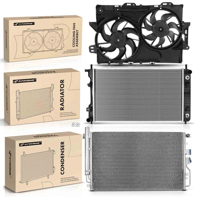 3 Pcs Radiator & AC Condenser & Cooling Fan Kit