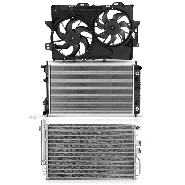 3 Pcs Radiator & AC Condenser & Cooling Fan Kit for Chevrolet Equinox 2010-2012 GMC