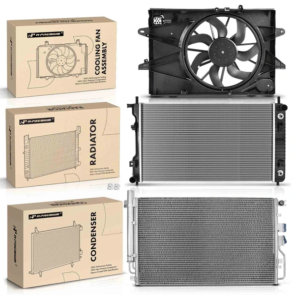 3 Pcs Radiator & AC Condenser & Cooling Fan Kit for Chevrolet Equinox 2016-2017 GMC