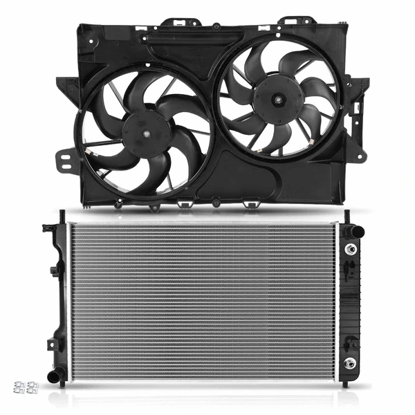 2 Pcs Radiator & Cooling Fan Assembly Kit for 2010-2012 GMC Terrain