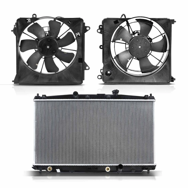 3 Pcs Radiator & Cooling Fan Assembly Kit for Honda CR-Z 2011-2016 Insight 2010-2014