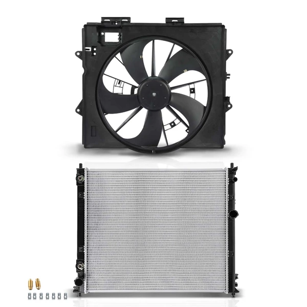 Radiator & Cooling Fan Assembly Kit for Cadillac CTS 2009-2013 V6 3.0L 3.6L Auto