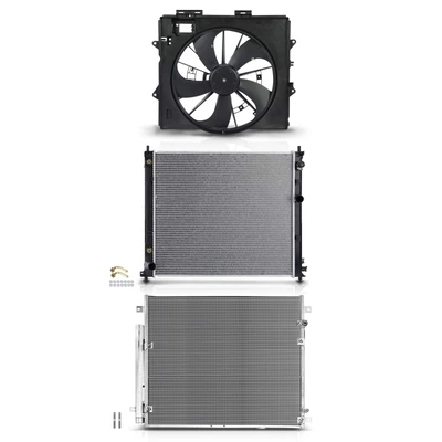 3 Pcs Radiator & AC Condenser & Cooling Fan Kit
