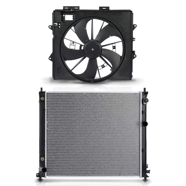 2 Pcs Radiator & Cooling Fan Assembly Kit for Cadillac SRX 2009 V6 3.6L
