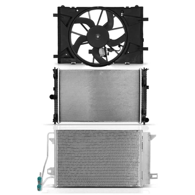 3 Pcs Radiator & AC Condenser & Cooling Fan Kit