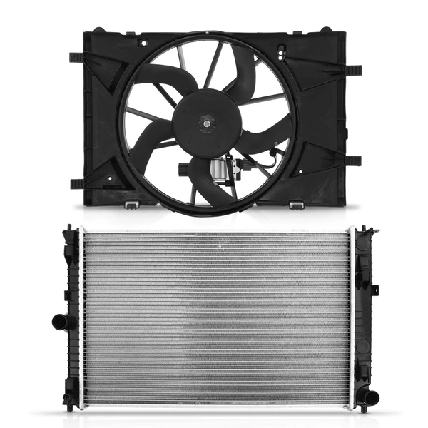 2 Pcs Radiator & Cooling Fan Assembly Kit for 2010-2011 Mercury Milan